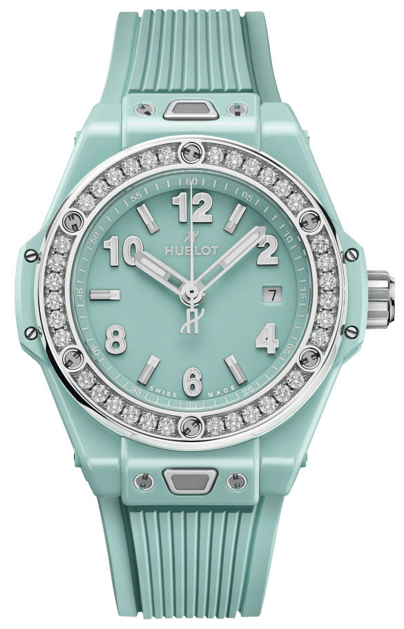 Hublot Big Bang One Click Mint Green Ceramic Diamonds 33mm