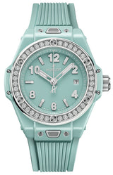 Hublot Big Bang One Click Mint Green Ceramic Diamonds 33mm