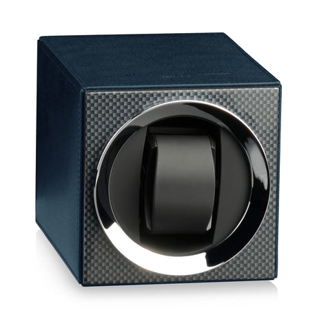 Heisse & Söhne Uhrenbeweger Moon Carbon Lack/Leder Dunkelblau