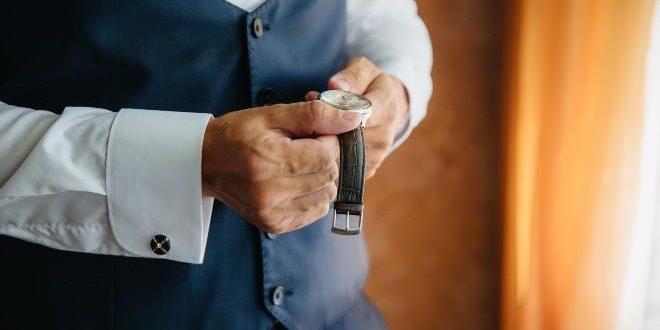 Elegant man with wrist watch