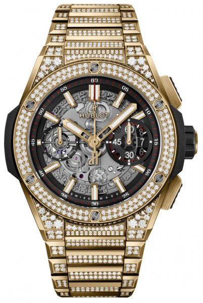 Hublot Big Bang Integral Yellow Gold Pave Automatic Chronograph 42mm